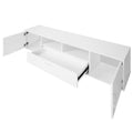 Modern Tv Stand With Led Lights Entertainment Center Tv Cabinet With Storage For Up To 75 Inch For Gaming Living Room Bedroom White Particle Board