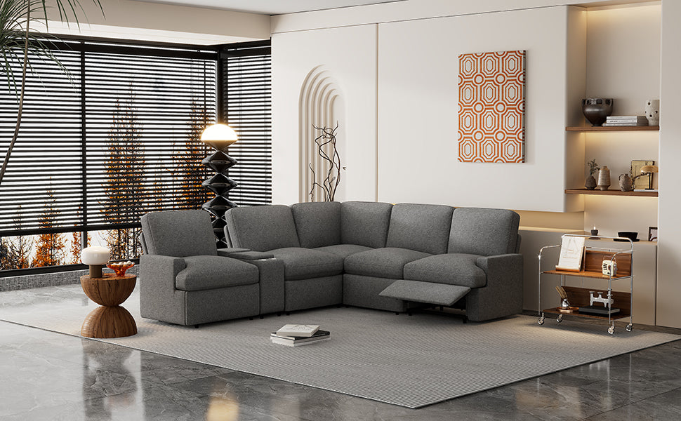 104'' Power Recliner Corner Sofa Home Theater Reclining Sofa Sectional