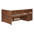 Twin Size Daybed With Drawers And Shelves, Walnut Walnut Solid Wood