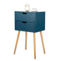 Set Of 2 Nightstand With 2 Drawers, Mid Century Wood Bedside Table For Bedrooms Living Rooms, Sofa Side End Table, Blue Blue Mdf