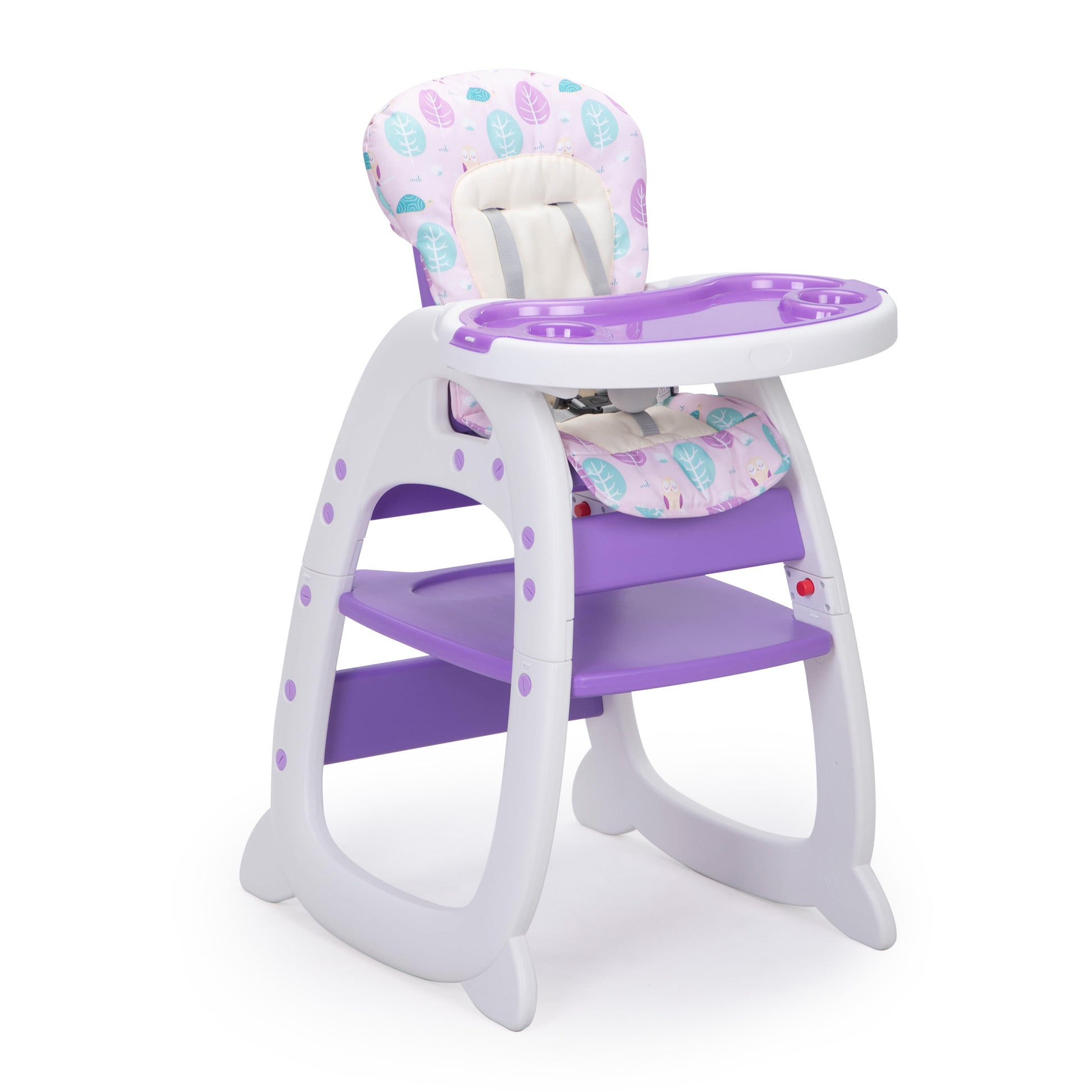 Convertible High Chair For Babies, Booster Seat With Safety Belt Feeding Tray, Toddler Chair And Table Set, Purple And White Purple Polypropylene