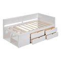 Twin Size Daybed With Drawers And Shelves, White White Solid Wood