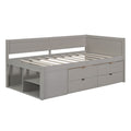 Twin Size Daybed With Drawers And Shelves, Gray Gray Solid Wood