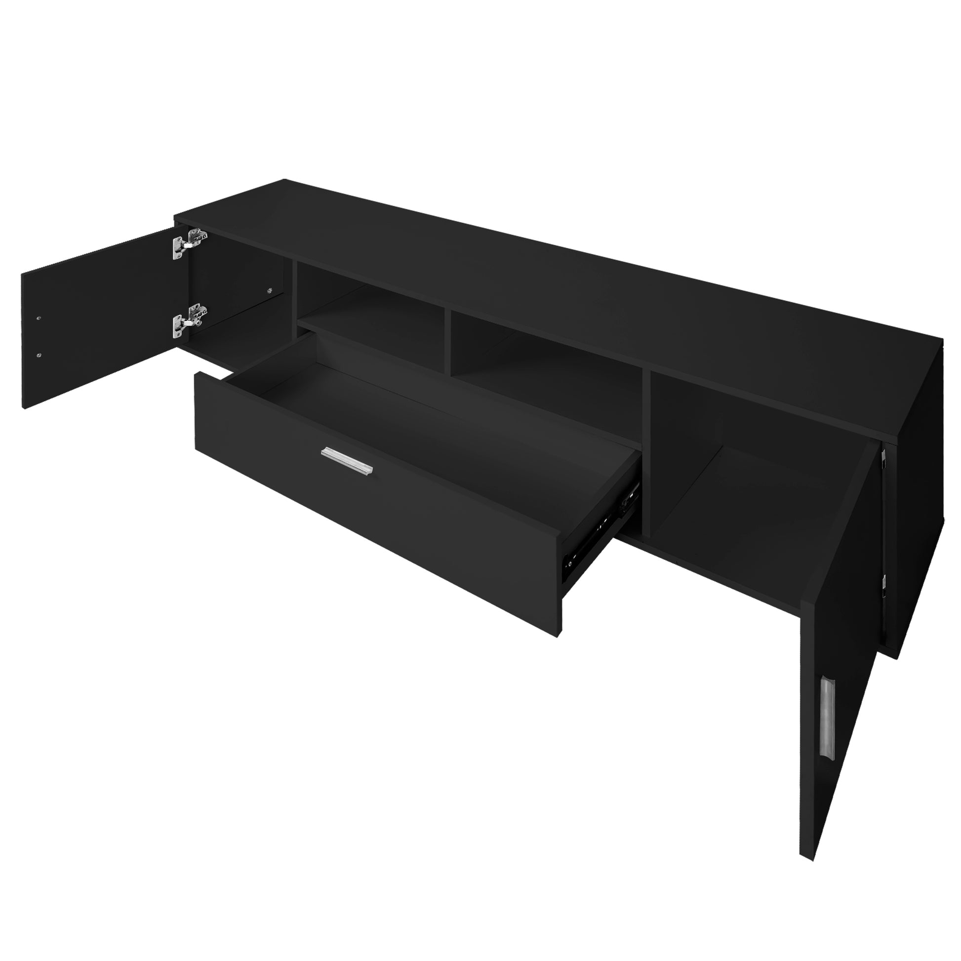 Modern Tv Stand With Led Lights Entertainment Center Tv Cabinet With Storage For Up To 75 Inch For Gaming Living Room Bedroom Black 70 79 Inches Particle Board