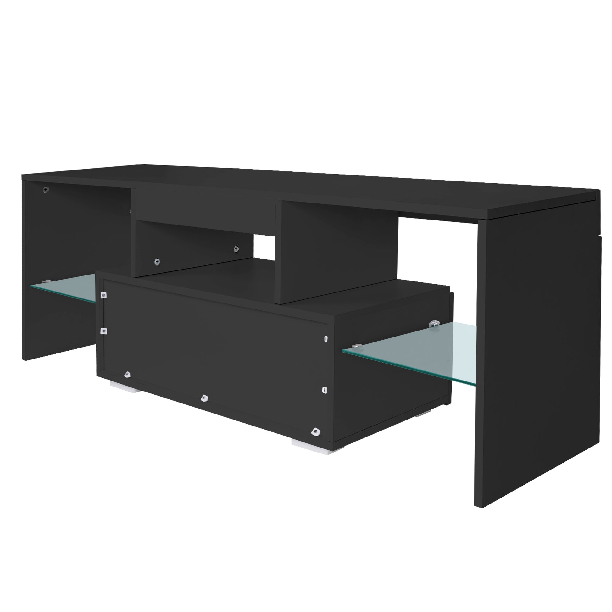 Tv Stand With Storage 43 Inch Led Modern Tv Media Console Entertainment Center With Drawer Tv Cabinet For Living Room Bedroom Black Particle Board