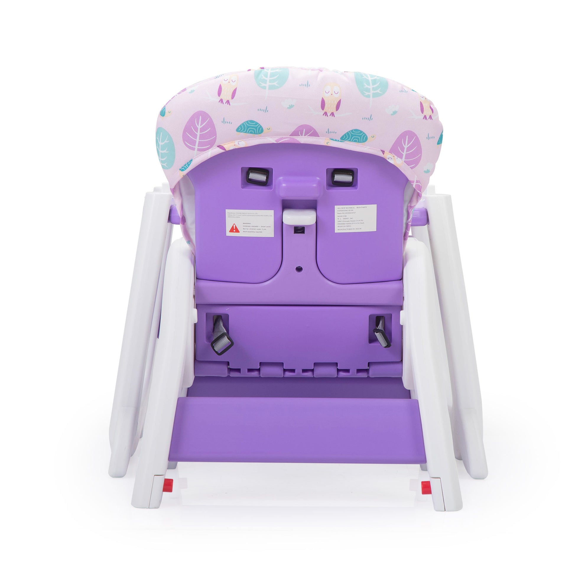 Convertible High Chair For Babies, Booster Seat With Safety Belt Feeding Tray, Toddler Chair And Table Set, Purple And White Purple Polypropylene