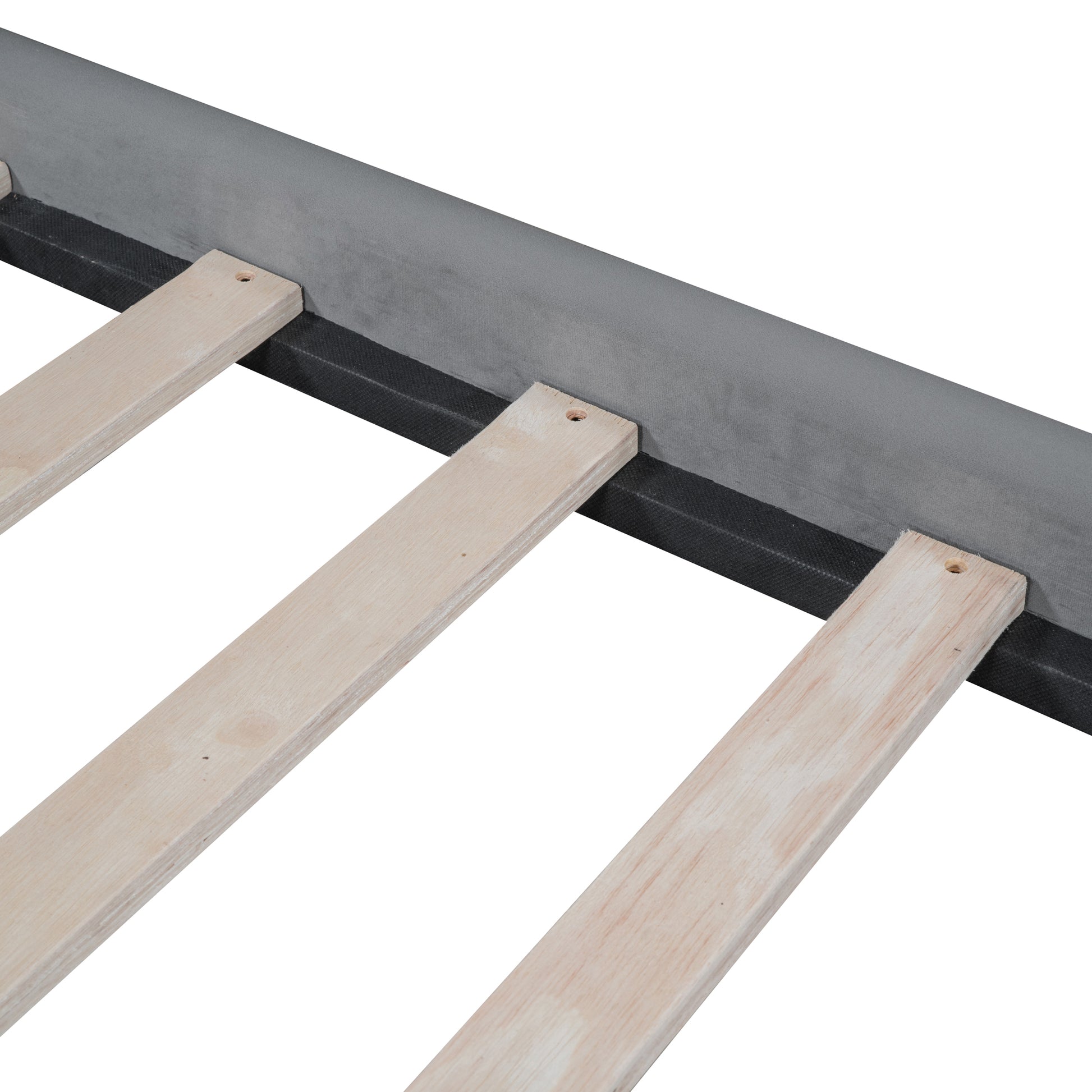 Queen Size Velvet Platform Bed With Led Frame, Thick & Soft Fabric And Button Tufted Design Headboard, Gray Gray Velvet