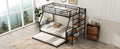 Twin Over Full Size Metal Bunk Bed With Trundle And Storage Staircase, Black Twin Black Metal