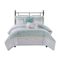 5 Piece Seersucker Comforter Set With Throw Pillows Aqua Polyester