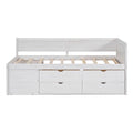 Twin Size Daybed With Drawers And Shelves, White White Solid Wood