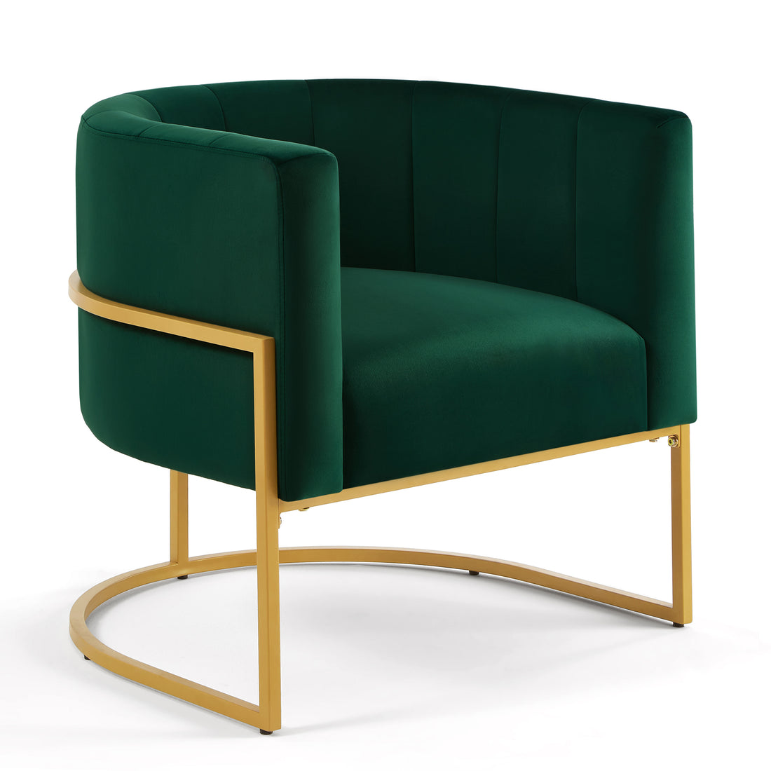 Upholstered Velvet Accent Chair With Golden Metal Stand,Mid Century Living Room Leisure Chair With Curve Backrest Jade Emerald Emerald Primary Living Space Modern Foam Velvet