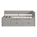 Twin Size Daybed With Drawers And Shelves, Gray Gray Solid Wood