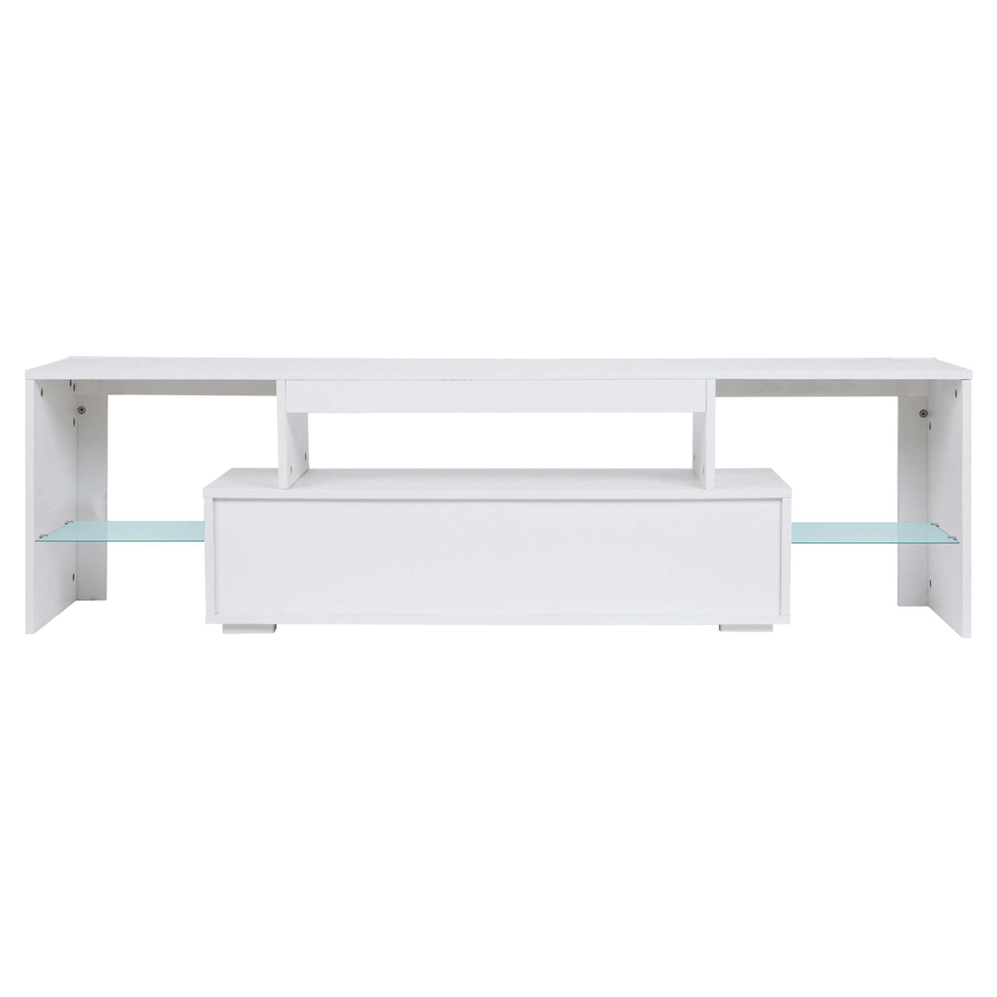 Led Tv Stand Modern Tv Stand With Storage Entertainment Center With Drawer Tv Cabinet For Up To 75 Inch For Gaming Living Room Bedroom White Particle Board