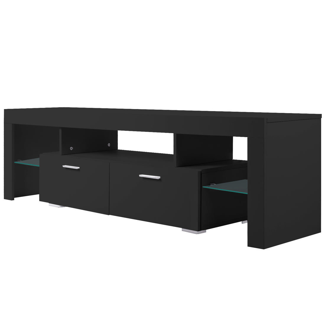 Led Tv Stand Modern Tv Stand With Storage Entertainment Center With Drawer Tv Cabinet For Up To 75 Inch For Gaming Living Room Bedroom Black Particle Board