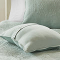 3 Piece Reversible Soped Edge Quilt Set Seafoam Microfiber