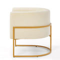 Upholstered Velvet Accent Chair With Golden Metal Stand,Mid Century Living Room Leisure Chair With Curve Backrest Cream Cream Primary Living Space Modern Foam Velvet