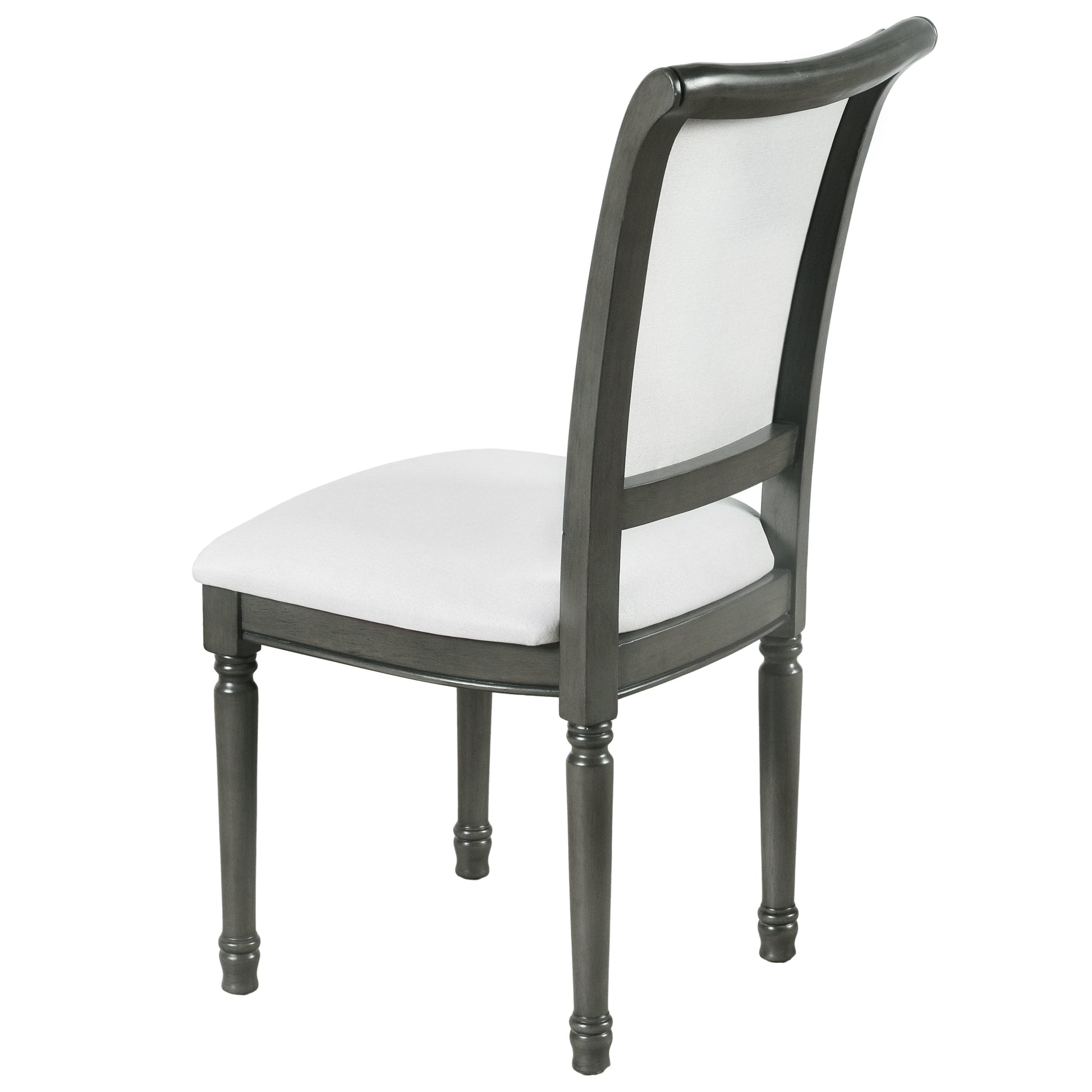 7 Piece Dining Table With 4 Trestle Base And 6 Upholstered Chairs With Slightly Curve And Ergonomic Seat Back Gray Upholstered Chair Wood Gray Seats 6 Wood Dining Room Distressed Finish American Design,Antique Trestle Rectangular Dining Table With Chair