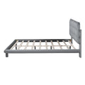 Queen Size Velvet Platform Bed With Led Frame, Thick & Soft Fabric And Button Tufted Design Headboard, Gray Gray Velvet