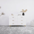 High Glossy Surface 6 Drawers Chest Of Drawer With Golden Handle And Golden Steel Legs White Color Vanity White Bedroom Modern Engineered Wood