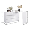 Extended Desktop 6 Drawers Chest Of Drawer Without Handle White Color Vanity White White Bedroom Modern Melamine Engineered Wood