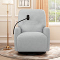 270 Degree Swivel Electric Recliner Home Theater Seating Single Reclining Sofa Rocking Motion Recliner With A Phone Holder For Living Room, Grey Grey Foam Polyester