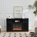 W9990 1The Whole Cabinet Is Made Of Black Oak Board, The Middle Layer Board On Both Sides Of The Cabinet Can Be Adjusted, The Furnace Is Embedded In The Middle Grid With The Remote Control Black Metal & Wood