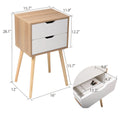 Set Of 2 Wooden Modern Nightstand With 2 Drawers And 4 Solid Splayed Legs, Living Room Bedroom Furniture White White Mdf