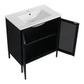 30 Inch Freestanding Bathroom Vanity With Ceramic Sink Black 2 Bathroom Freestanding Modern Steel