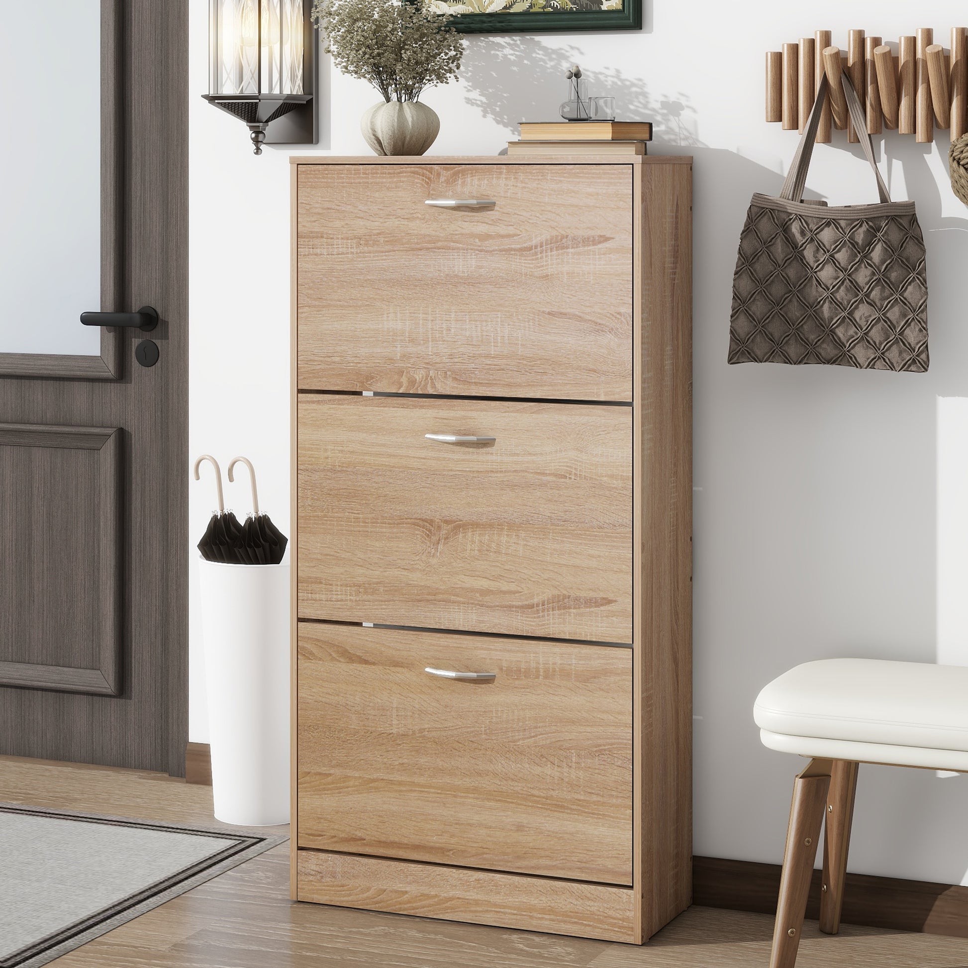 shoe dresser 3 Drawer Shoe Storage Cabinet, 3 Tier Wood Shoe Rack Storage Organizer