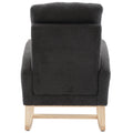 Modern Accent Rocking Chair Rocking Chair With Solid Wood Legs, Upholstered Nursery Glider Rocker, Comfy Armchair With Side Pocket, Living Room Lounge Arm Chair With High Backrest Dark Grey,Teddy Dark Grey White Primary Living Space Casual Foam Teddy