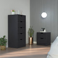 Raymer 2 Piece Bedroom Set, Nightstand Dresser, Black Black Particle Board Particle Board