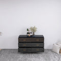 High Glossy Surface 6 Drawers Chest Of Drawer With Golden Handle And Golden Steel Legs Black Color Vanity Black White Bedroom Modern Poplar Melamine Engineered Wood