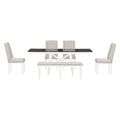 6 Piece Classic Dining Table Set, Rectangular Extendable Dining Table With Two 12