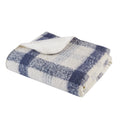 Faux Mohair to Sherpa Throw blue-polyester