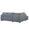 Sleeper Sectional Sofa, L Shape Corner Couch Sofa Bed With Storage Ottoman & Hidden Arm Storage & Usb Charge For Living Room Apartment, Dark Gray Dark Gray Linen 4 Seat