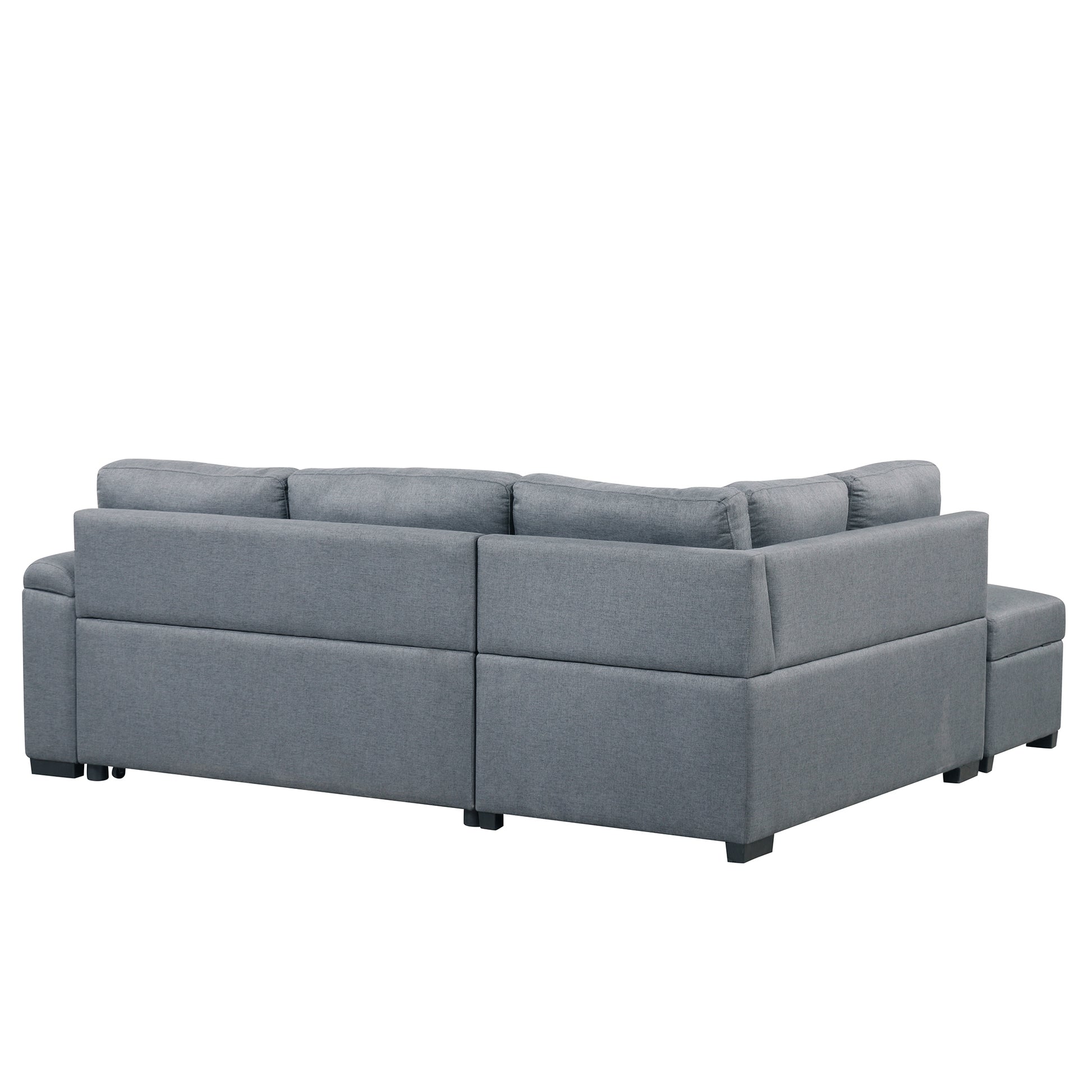 Sleeper Sectional Sofa, L Shape Corner Couch Sofa Bed With Storage Ottoman & Hidden Arm Storage & Usb Charge For Living Room Apartment, Dark Gray Dark Gray Linen 4 Seat