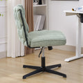 Armless Office Desk Chair No Wheels, Green Green Foam Polyester Blend