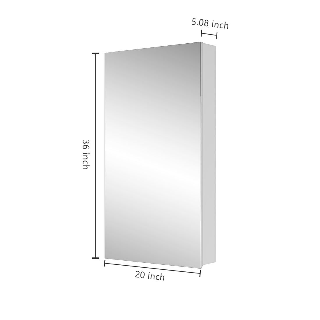 20" W X 36" H Single Door Bathroom Medicine Cabinet With Mirror, Recessed Or Surface Mount Bathroom Wall Cabinet, Beveled Edges,Silver White Engineered Wood