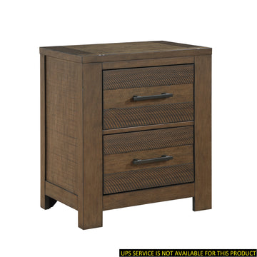 Antique Brown Finish 1Pc Nightstand Of Two Drawers Bold Look Bedroom Furniture Black Handles Antique Brown 2 Drawers Bedroom Contemporary,Transitional Drawers Wood