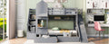 Twin Over Twin Castle Style Bunk Bed With 2 Drawers 3 Shelves And Slide Gray Gray Solid Wood