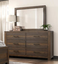 Bold Look Bedroom Furniture Antique Brown Finish 1Pc Dresser Of 6 Drawers Ball Bearing Glides Wooden Furniture Antique Brown Bedroom Contemporary,Transitional Wood