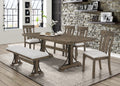 1pc light brown finish curved metal accents trestle brown - brown - seats 6 - dining room -
