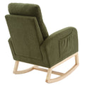 Modern Accent Rocking Chair Rocking Chair With Solid Wood Legs, Upholstered Nursery Glider Rocker, Comfy Armchair With Side Pocket, Living Room Lounge Arm Chair With High Backrest Dark Green,Teddy Dark Green White Primary Living Space Casual Foam Teddy