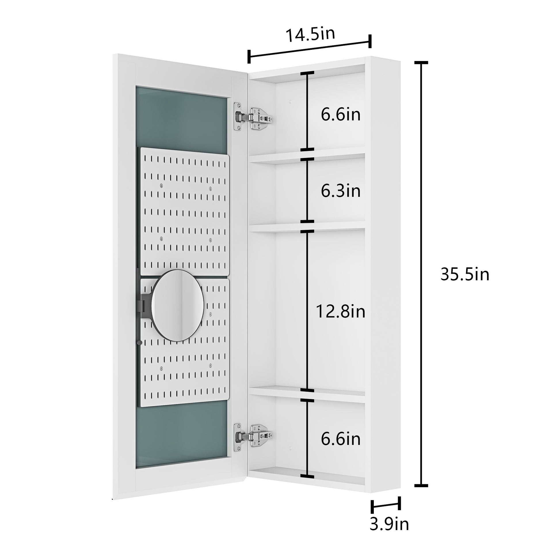 15" W x 36" H Single Door Bathroom Medicine Cabinet white-engineered wood