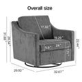 Large Swivel Chair, Upholstered Armchair, Modern Chair, Skin Friendly Gradient Color Linen Fabric, Comfortable To Sit. Suitable For Reception Living Room, Gray Gray Fabric