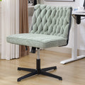 Armless Office Desk Chair No Wheels, Green Green Foam Polyester Blend