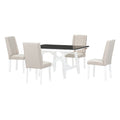 6 Piece Classic Dining Table Set, Rectangular Extendable Dining Table With Two 12