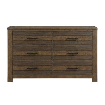 Bold Look Bedroom Furniture Antique Brown Finish 1Pc Dresser Of 6 Drawers Ball Bearing Glides Wooden Furniture Antique Brown Bedroom Contemporary,Transitional Wood