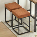 Brown Pu Upholstered Counter & Bar Stool With Footrest, Pu Leather Set Of 2 Metal Brown Dining Room Pu Leather