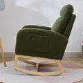 Modern Accent Rocking Chair Rocking Chair With Solid Wood Legs, Upholstered Nursery Glider Rocker, Comfy Armchair With Side Pocket, Living Room Lounge Arm Chair With High Backrest Dark Green,Teddy Dark Green White Primary Living Space Casual Foam Teddy